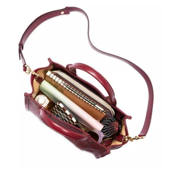 NEW Marc Jacobs Small Leather Tote Bag – Cherry/Gold - Picture 2 of 15